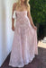 Pink Spaghetti Straps Sleeveless A-line  Long Prom Dress, PD3751