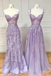 Elegant Purple A-line Lace Applique Long Tulle Mermiad Prom Dress, Evening Dress, PD3822987