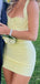 Sexy Light Yellow Sweetheart Bodycon Short Homecoming Dress, Prom Dress，PD382243