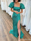 Sparkly Sequins Square Split Side A-line Long Prom Dress,PD37908