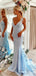 Sexy V-neck Spaghetti Strap Lace Mermaid Long Prom Dress,PD37918