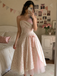 Vintage Pink Lace Strapless A-line Prom Dress, Evening Dress, BD0075