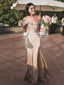 Elegant Off Shoulder Sleeveless Side Slit Mermaid Long Prom Dress, PD3739