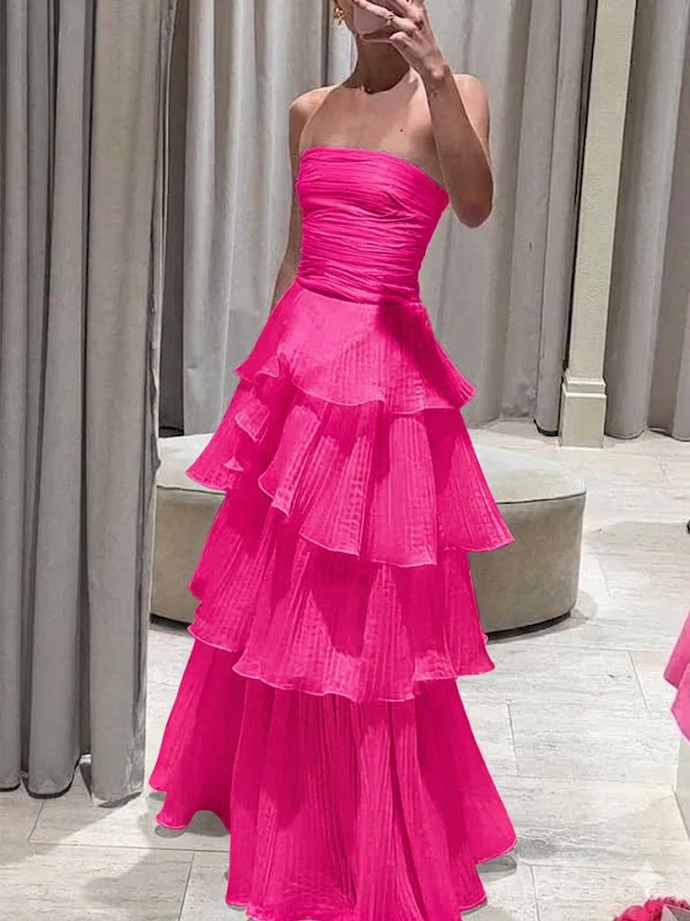 Elegant White Strapless A-line Long Prom Dress, Evening Dress, PD37686