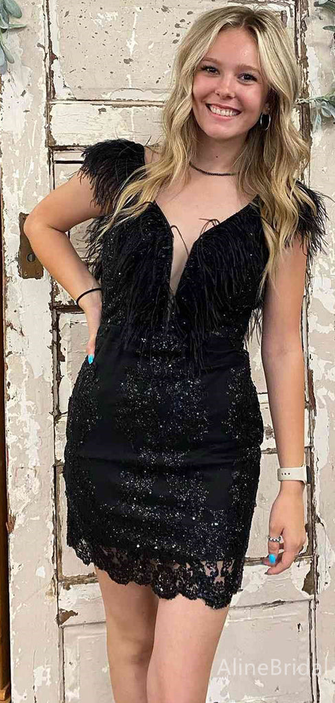 Elegant Black Backless A-line Short Mini Homecoming Dress, HD3141 AlineBridal Elegant Black Backless A-line Short Mini Homecoming Dress, HD3141 AlineBridal