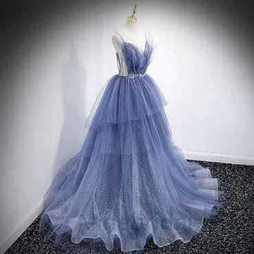 Elegant V-neck Sleeveless A-line Floor length Prom Dress, PD3701