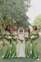 Elegant Green Off the Shoulder Corset Mermaid Bridesmaid Dress, PD2823089