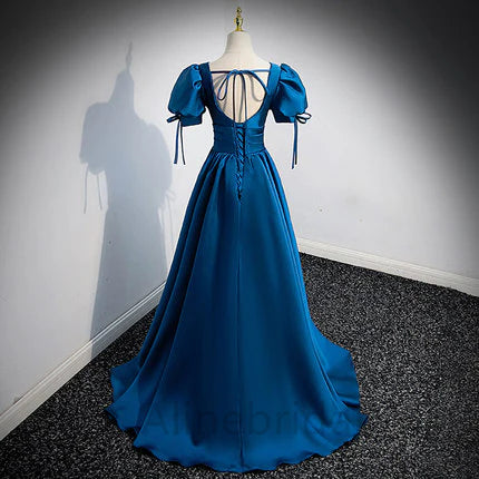 Elegant V-neck Short Sleeves A-line Floor length Prom Dress, PD3704