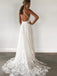 Sexy V-neck A-line Long Wedding Dresses,WD3055
