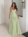 Elegant Blue Beaded Off Shoulder A-line Long Prom Dress, Evening Dress, PD3823009