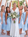 Simple Blue Spaghetti Strap Mermaid Bridesmaid Dress,PD3210