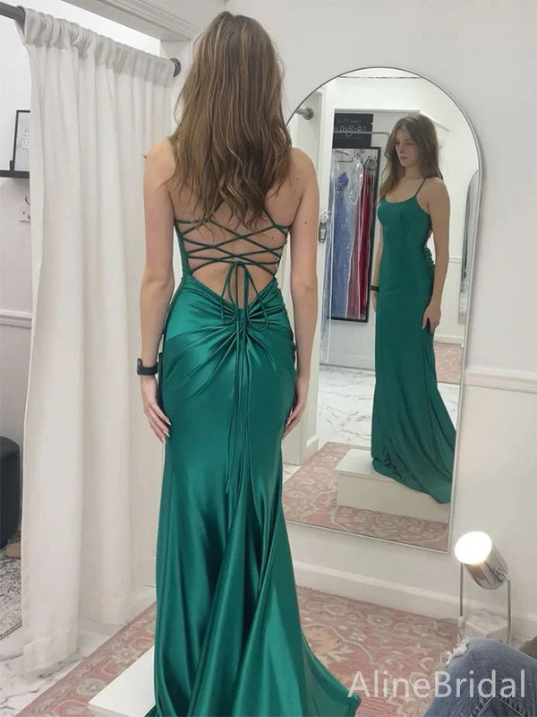 Stunning Emerald Green Lace-Up Back Mermaid Prom Dress-Long Backless E AlineBridal Stunning Emerald Green Lace-Up Back Mermaid Prom Dress-Long Backless E AlineBridal