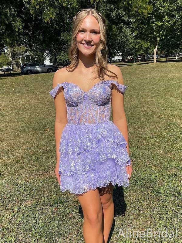 Gorgeous Off-Shoulder Strapless A-line Short Mini Homecoming Dress, HD32659