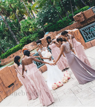Elegant Pink Sweetheart Sleeveless A-line Long Bridesmaid Dress, PD3147