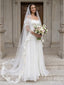 Elegant Off the Shoulder A-line Wedding Dress with Puff Sleeves, WD32231