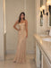 Elegant Champagne Beaded Corset A-line Evening Dress with Fringe Skirt, Prom Dress, PD28231307