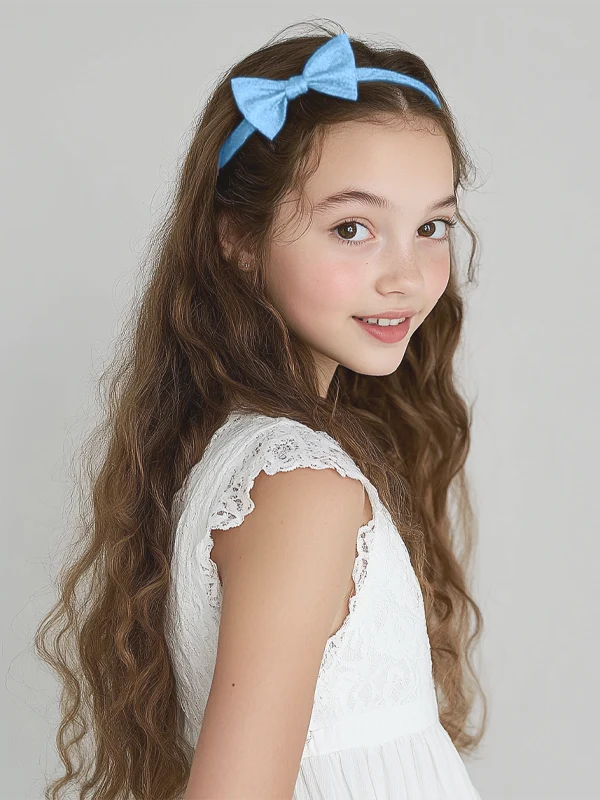 Girls Satin Bow Headband, Wedding Flower Girl Hair Accessory