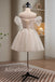 White Off shoulder Sleeveless A-line Short Mini Homecoming Dress, HD3095