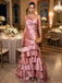 Gorgeous Pink One Shoulder Pleated Tiered Mermaid Evening Dress, Prom Dress, PD28231229