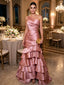 Gorgeous Pink One Shoulder Pleated Tiered Mermaid Evening Dress, Prom Dress, PD28231229