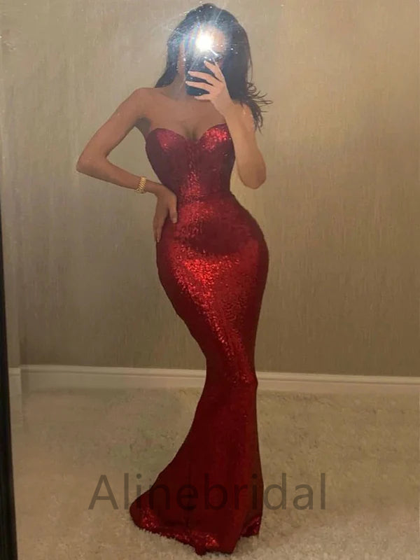 Red Sexy Sweetheart Sleeveless mermaid Long Prom Dress, PD3632