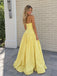 Elegant Yellow Satin Strapless A-line Prom Dress, Evening Dress, PD28231246