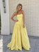 Elegant Yellow Satin Strapless A-line Prom Dress, Evening Dress, PD28231246
