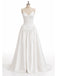 Elegant Ivory Satin V-neck A-line Wedding Dress, WD3119