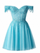 Elegant Red Beaded A-line Tulle Homecoming Dress, HC382322