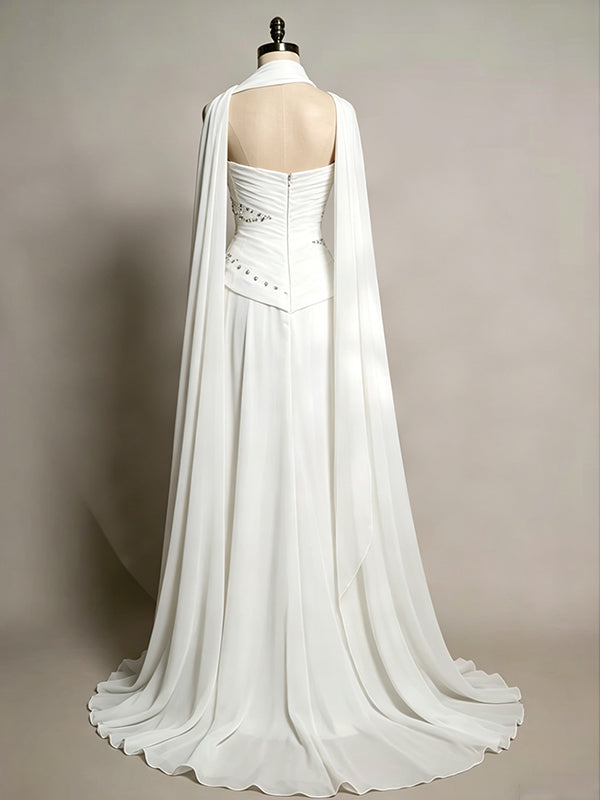 Gorgeous White Beadings Strapless A-line Long Prom Dress,Evening Dress,PD382181