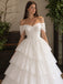 Vintage Tiered Lace Off Shoulder  A-Line  Wedding Dress, WD32230