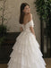 Vintage Tiered Lace Off Shoulder  A-Line  Wedding Dress, WD32230