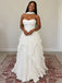 Elegant Ivory Strapless Pleated Ruffled A-line Weding Dress, WD32236