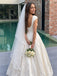 Elegant Floral Lace A-line Satin Wedding Dress with Cap Sleeves, WD3222