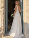 Bohemian A-line Lace Chiffon Wedding Dress with Beaded Waist, WD32242