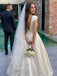 Elegant Floral Lace A-line Satin Wedding Dress with Cap Sleeves, WD3222