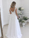 Elegant V-neck Lace Beaded A-line Long Wedding Dress, WD3113