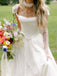 Elegant Scoop A-line Chiffon Wedding Dress with Cap Sleeves, WD3221