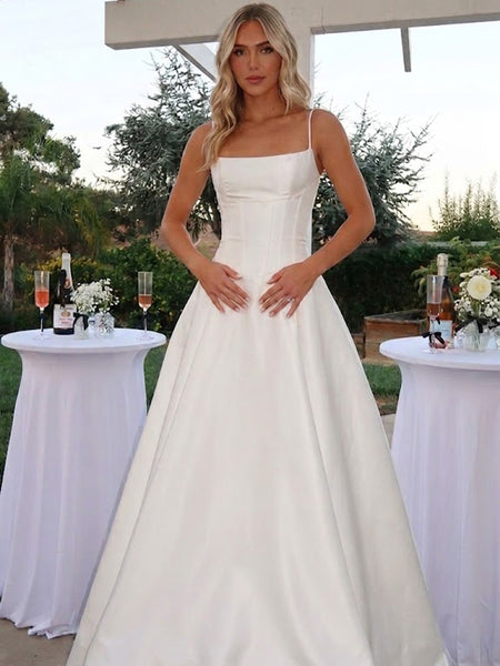 Modern Classic Square Neck A-line Wedding Dress, WD3224 – AlineBridal