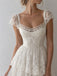 Elegant Floral Lace A-line Chiffon Wedding Dress with Cap Sleeves, WD3226