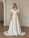 Elegant Off Shoulder A-line Lace Wedding Dress with Puff Sleeves, WD32244
