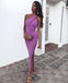 Elegant Purple One Shoulder Mide Evening Gown, PD2823102