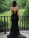 Sparkly Black Sequins Mermaid Prom Dress with Slit, Evening Dress, PD3823042