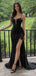 Sparkly Black Sequins Mermaid Prom Dress with Slit, Evening Dress, PD3823042