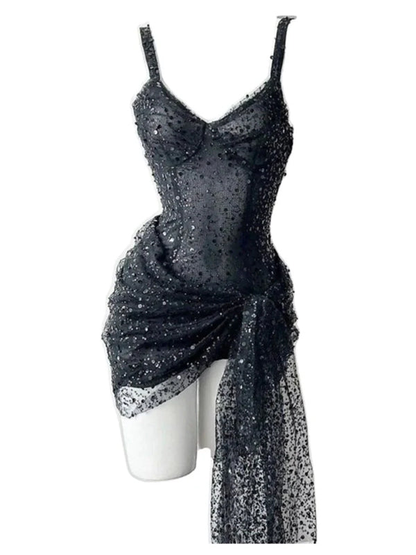Sparkly Purple Sequins Pleaded Short Homecoming Dress, HC382298