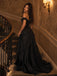 Victorian Black Off Shoulder A-line Evening Gown, Prom Dress, PD28231267