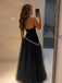 Elegant Black Beaded Strapless A-line Prom Dress, Evening Dress, PD28231240