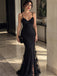Elegant Black Lace Beaded V-Back Mermaid Evening Dress, Prom Dress, AB060