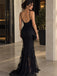 Elegant Black Lace Beaded V-Back Mermaid Evening Dress, Prom Dress, AB060
