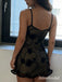 Sexy Black Tulle Floral Short Homecoming Dress, HD327979